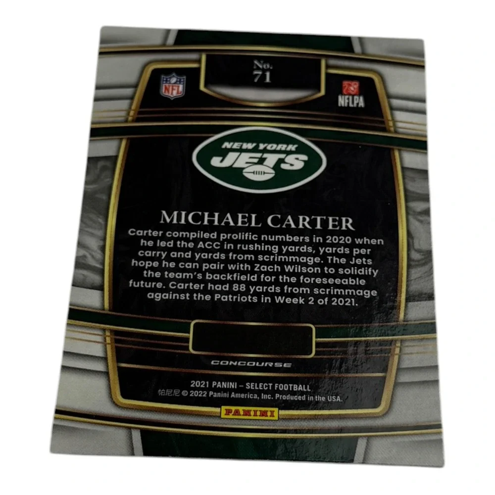 2021 Panini Select Michael Carter New York Jets‎ RC Rookie Card #71 Concourse
